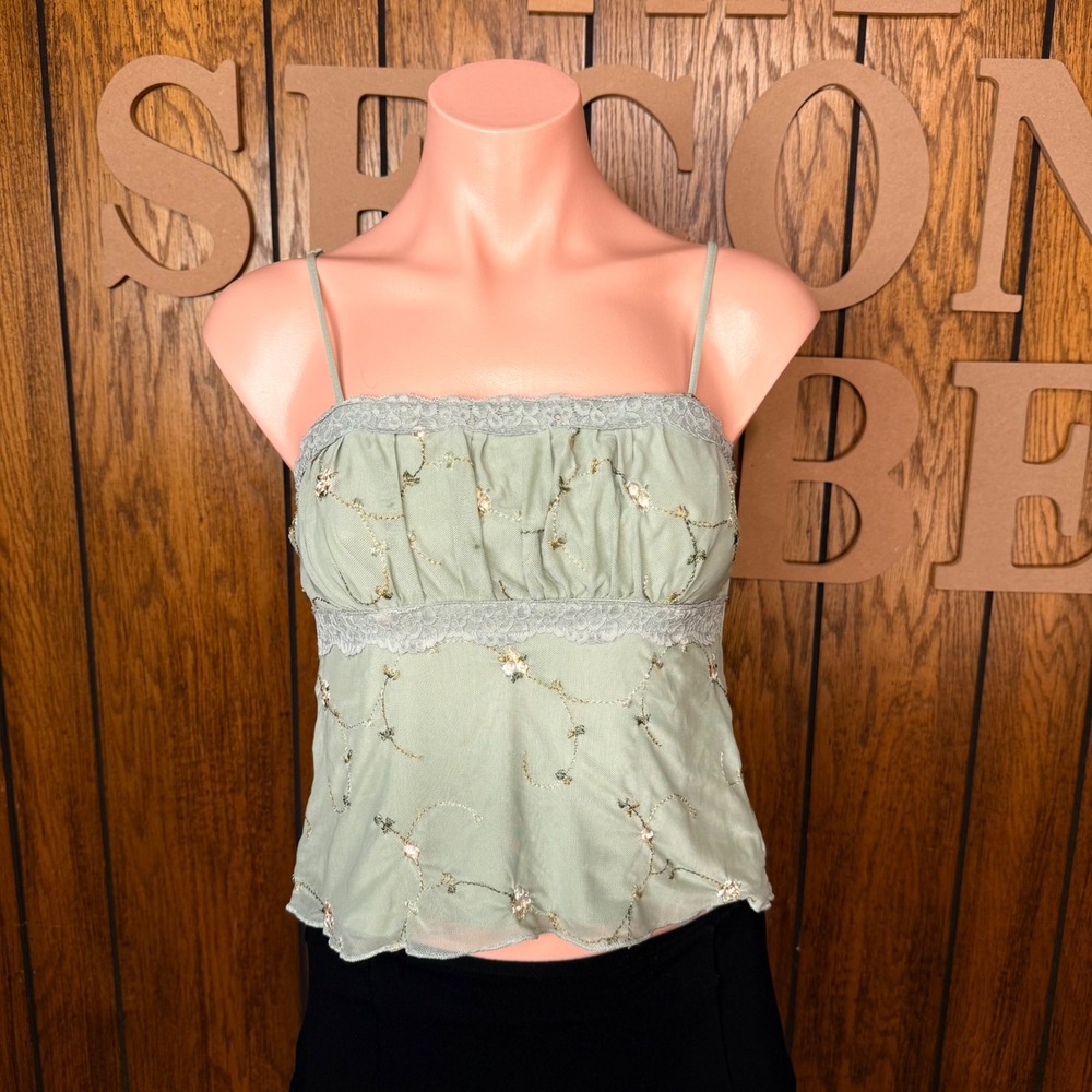 Green Fairycore Sheer Mesh Top Thirty/Thirty Womens S Y2K Whimsigoth  Coquette